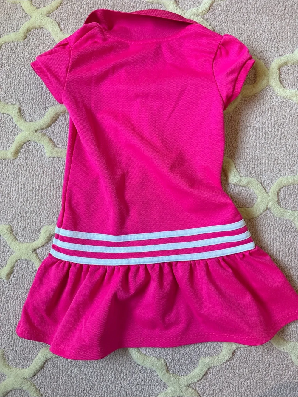 adidas Hot Pink Girls' Polo Dress with White Stripes
